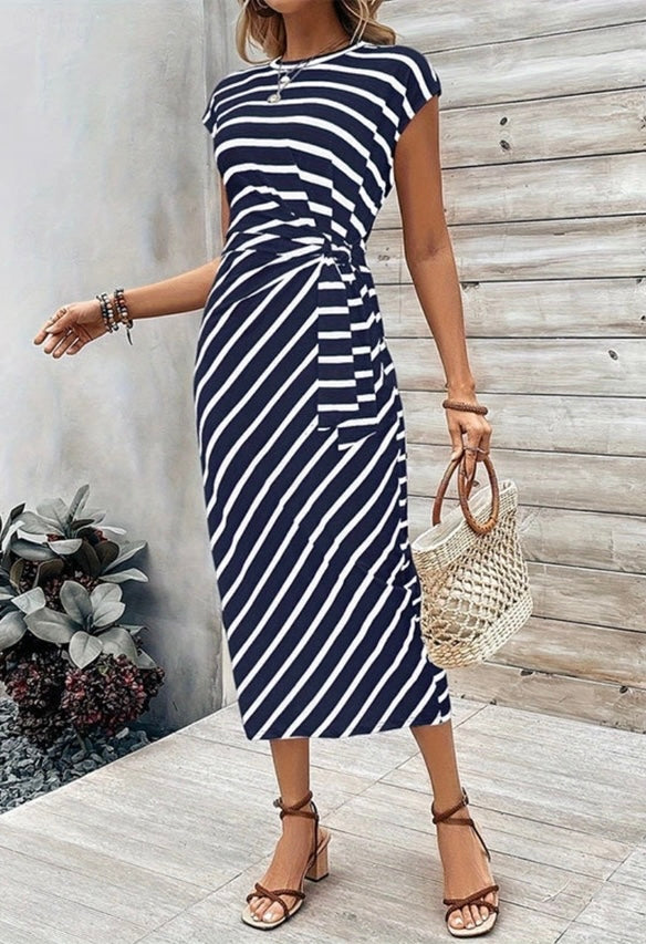 Striped Bow Detail Dress