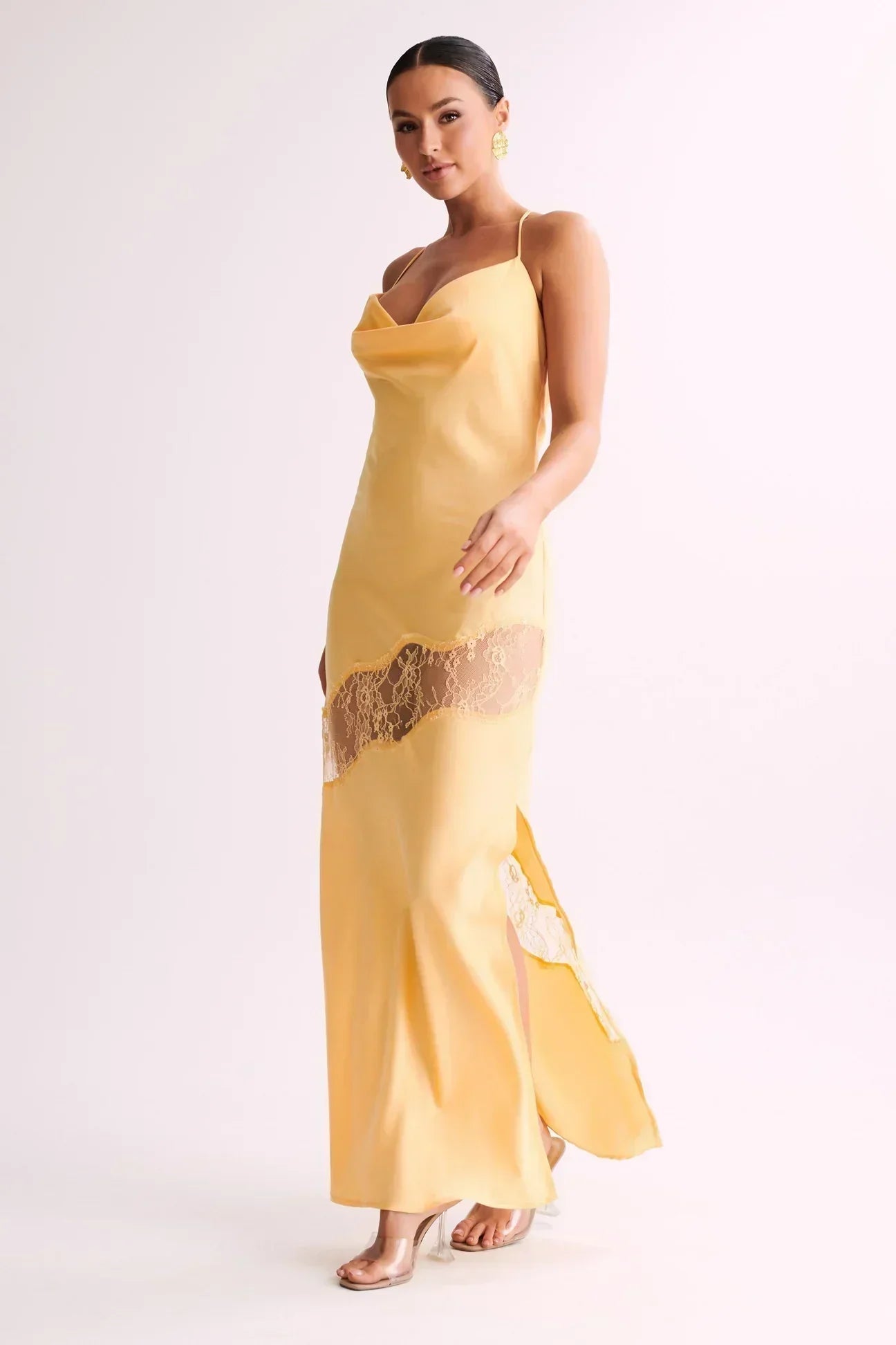 Raster Satin Midi Dress