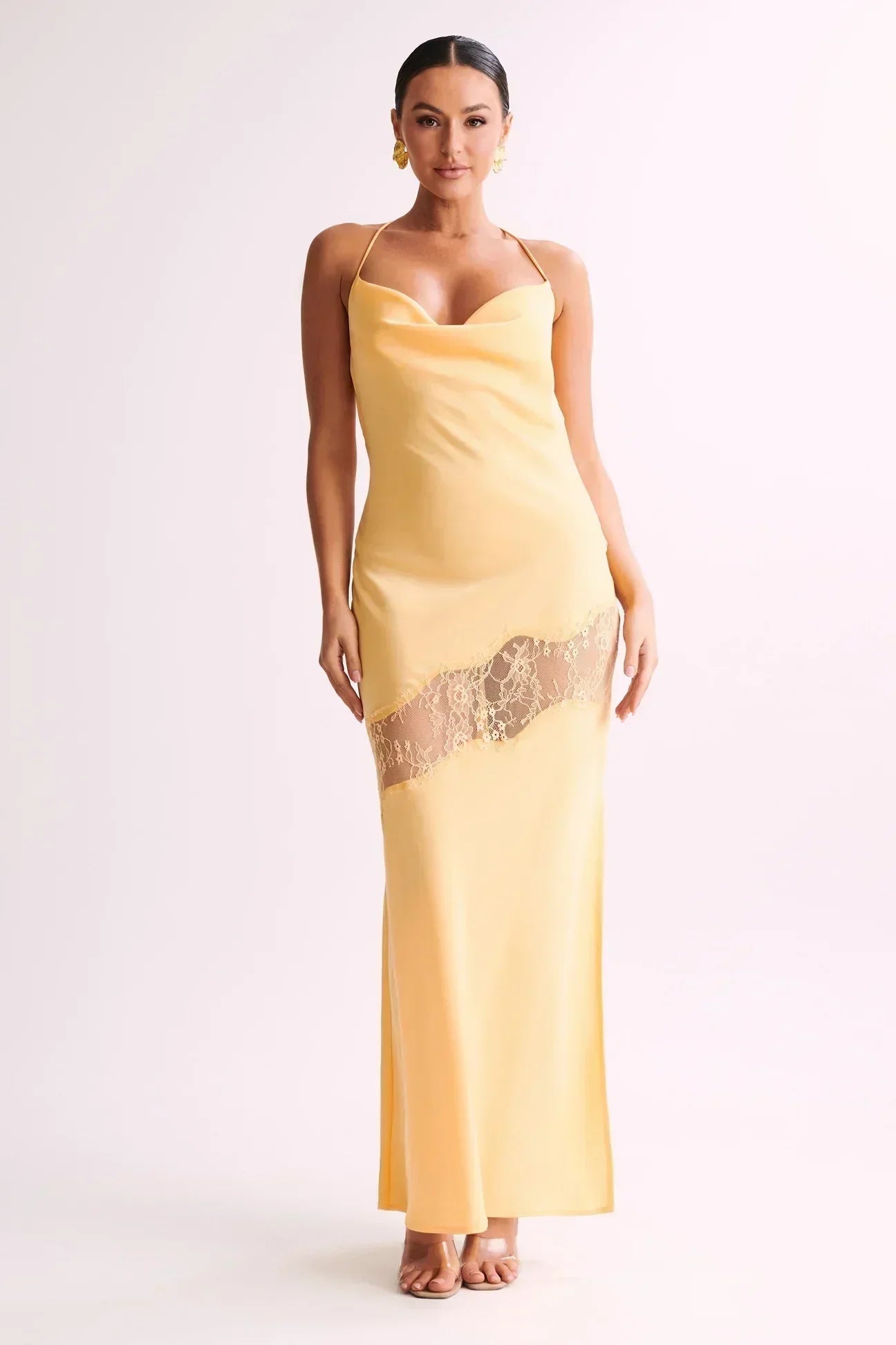 Raster Satin Midi Dress