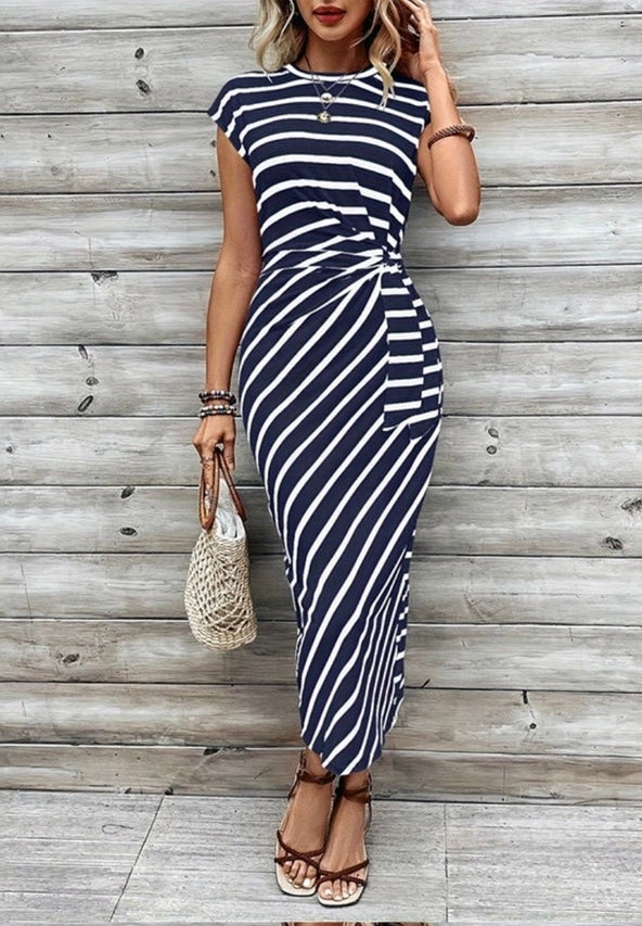 Striped Bow Detail Dress